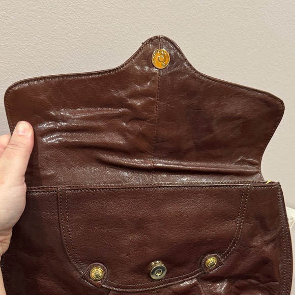 Perlina Leather Clutch with Gold Accents - Picture 7 of 11